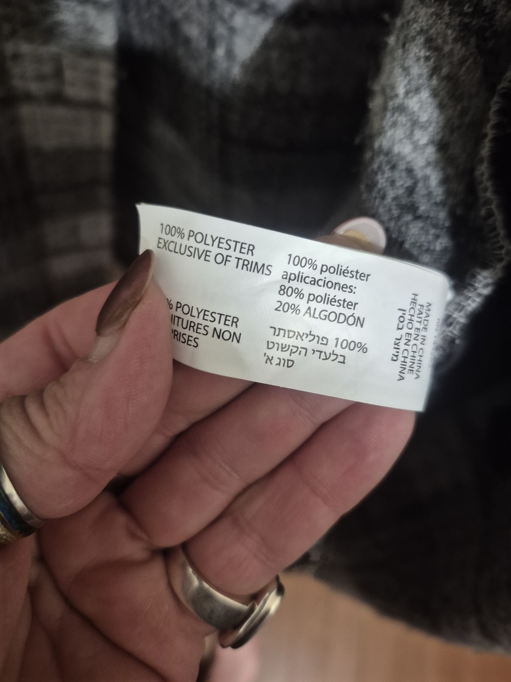 Dex Plaid Oversized Long Shacket Jacket Grey Black Size M - Picture 8 of 9